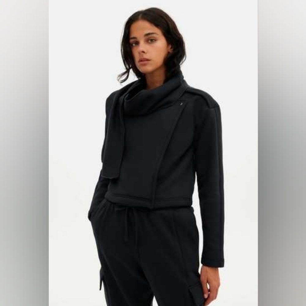 Girlfriend Collective Jaya Moto Sweatshirt Jacket w/ Detachable Scarf